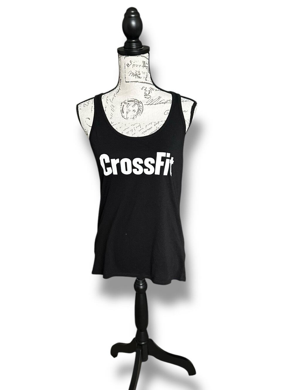 Reebok Women’s CrossFit Read Tank Black White Letters Racerback Size Large